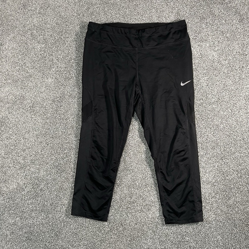 Nike Womens XL Black Running Capri Leggings Dri Fit Athletic 618010-010